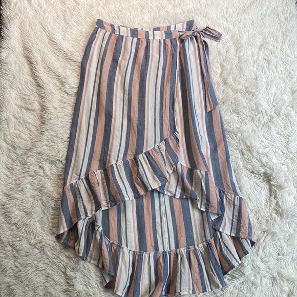 ASOS DESIGN woven stripe frill beach sarong skirt - Picture 1 of 6